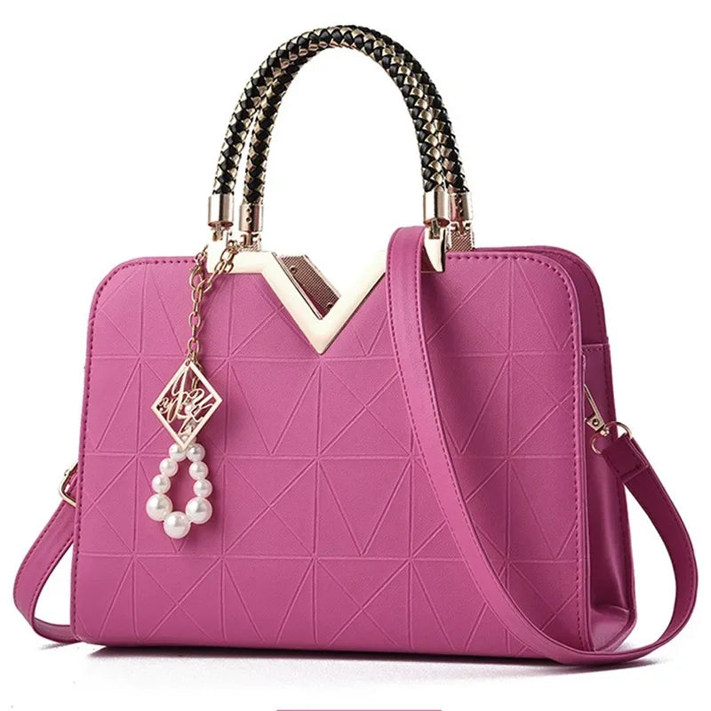Women Handbag Patchwork Shoulder Messenger Office Work PU Leather Female Bag Ladies Luxury Fashion Elegant