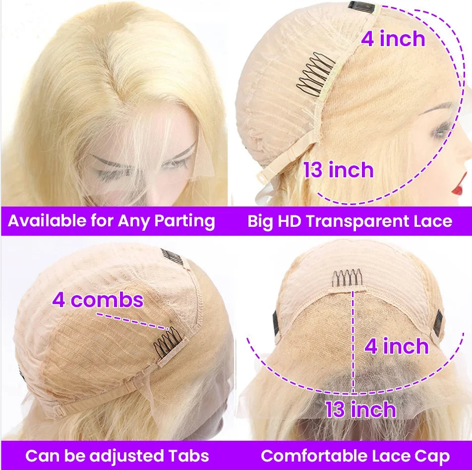 Dark Purple Bob Lace Front Wigs Human Hair Colored 13x4 Lace Frontal Short Straight Purple Bob Wig Pre Plucked with Baby Hair