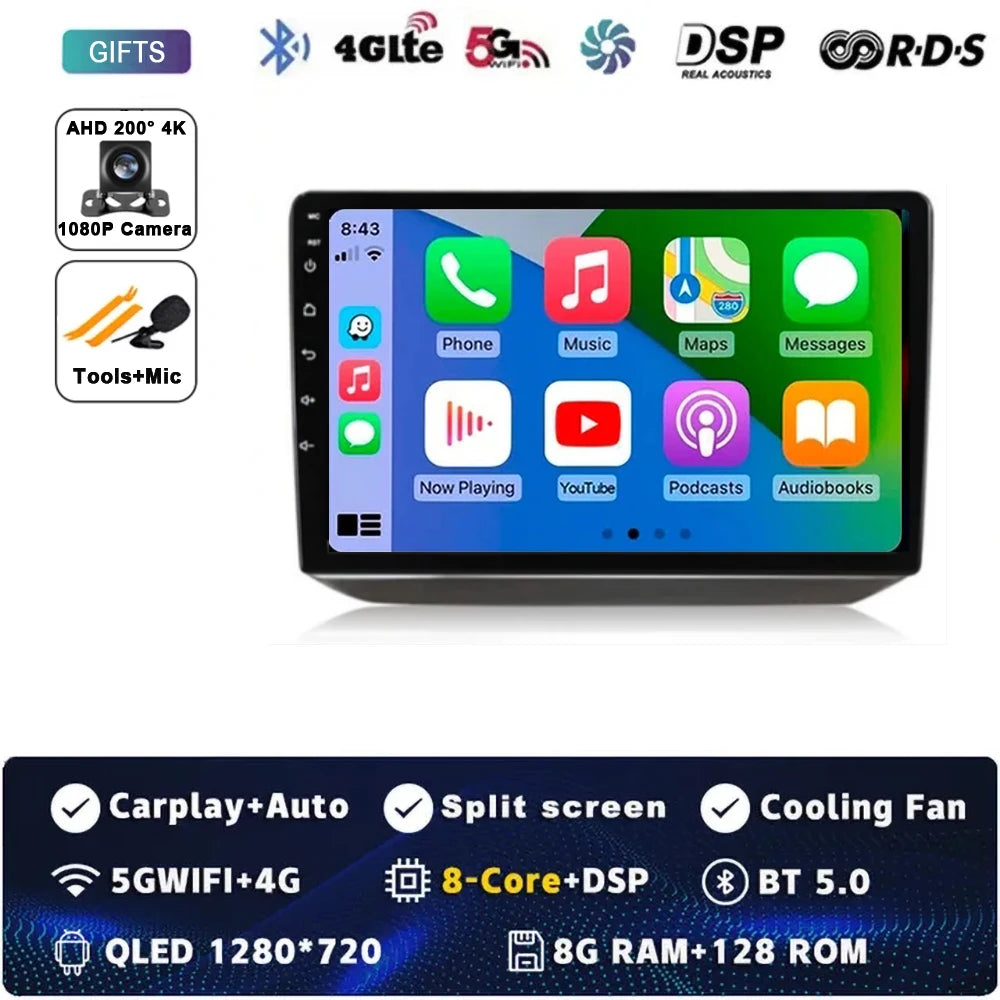 Android 14 Car Radio For Skoda Fabia 2 2007-2014 Multimedia Navigation GPS 4G WIFI Carplay Android Auto Player Carplay QLED 360