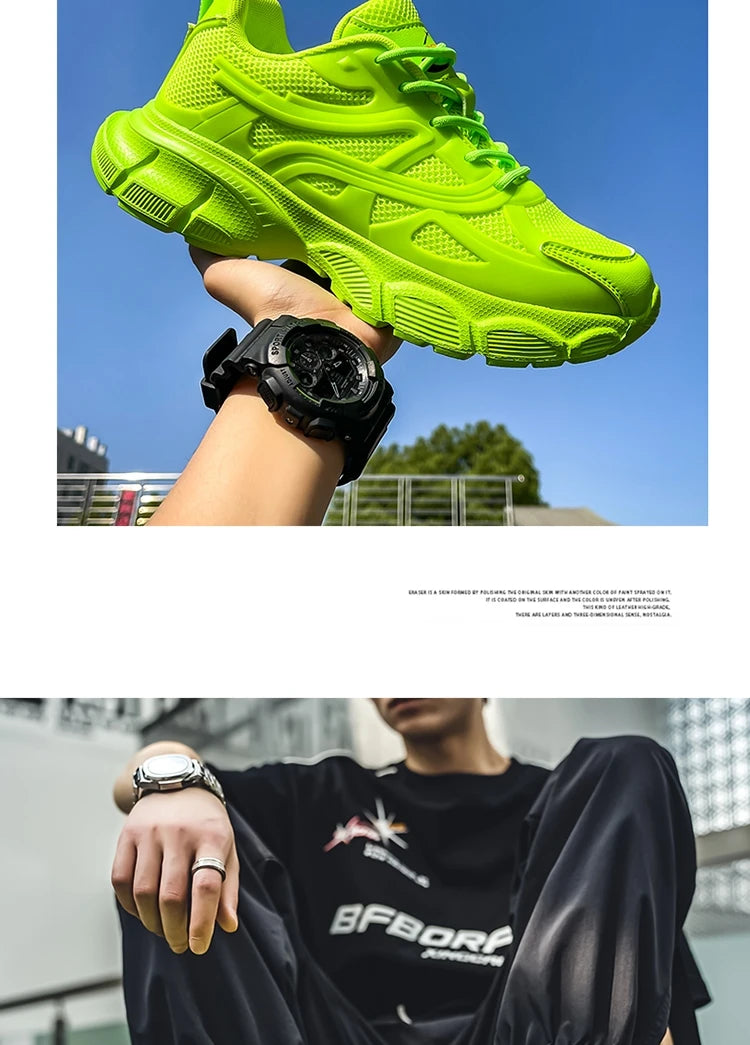 Autumn Men's New Breathable Sports Shoes Fashion Thick Sole Casual Shoes Comfortable and Versatile Trendy Running Shoes Spring