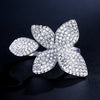 ZAKOL Luxury Sparkling Leaf Flower Micro-paved Zirconia Open Rings for Women Delicate Bridal Wedding Jewelry RP2034
