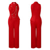 C8604 Foreign Trade Women's Fashionable Sexy Chain Collar Wide Leg African Jumpsuit Casual Style Long Dress For Ladies