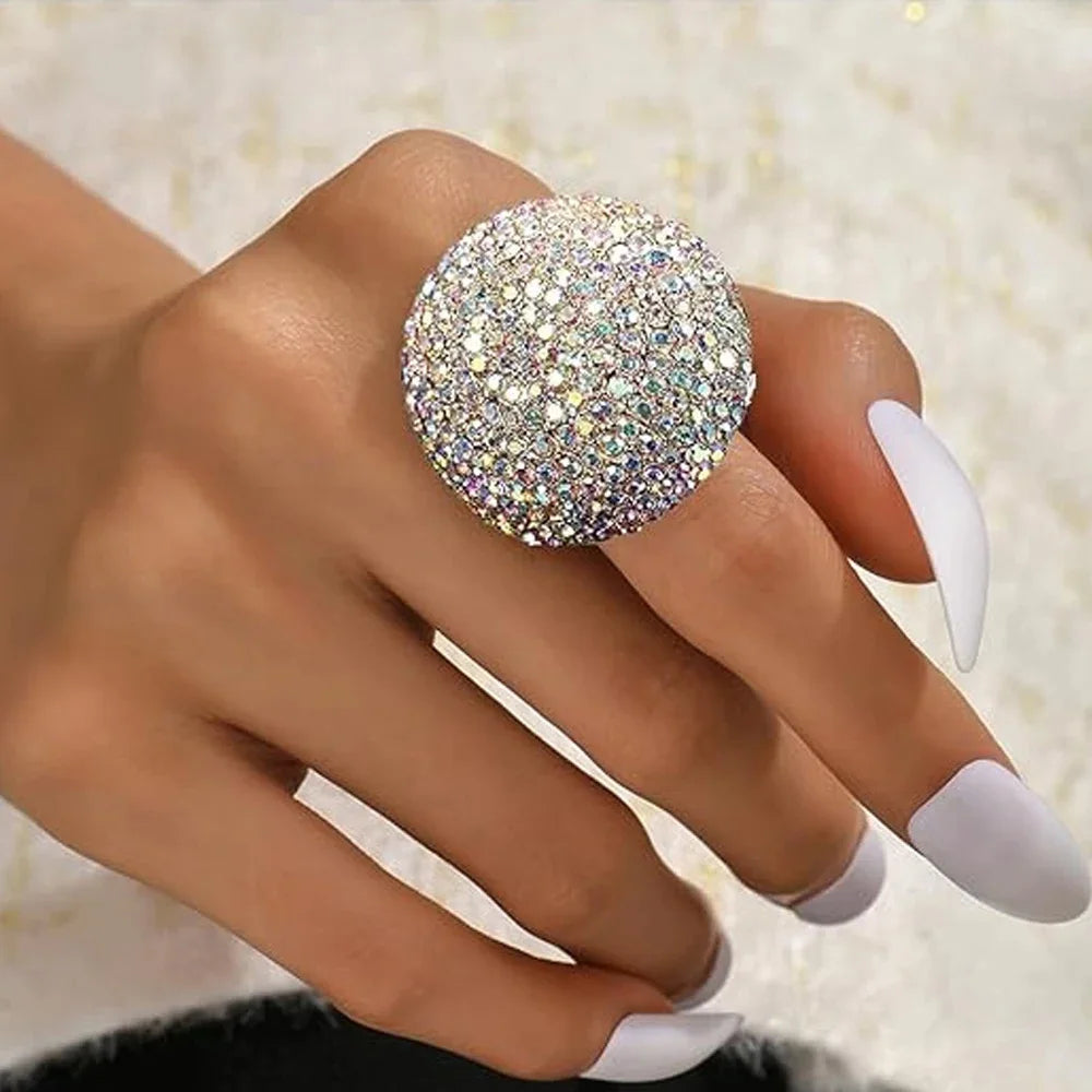 Stonefans Colorful Round Finger Rings Wedding Jewelry for Women Adjustable Christmas Boho Rhinestone Open Ring Free Shipping