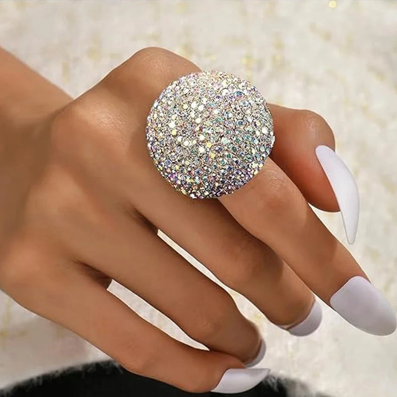 Stonefans Bunte Runde Fingerringe Hochzeitsschmuck für Frauen Verstellbarer Weihnachts-Boho-Strass-Offenring Kostenloser Versand