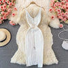 Zipple  2023 Sexy Summer Knit Strap Dress Women Tank Elatic Waist Bodycon Sundress Female Beach Split Backless Midi Dress