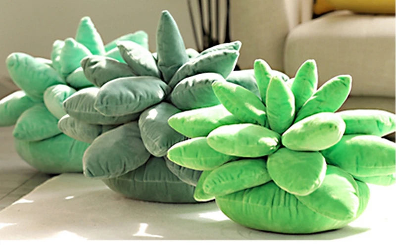Inyahome 3D Succulent Throw Pillow Cactus Plush Flower Plant Shaped Cushion for Living Room Decor Novelty Decoration Plant Decor