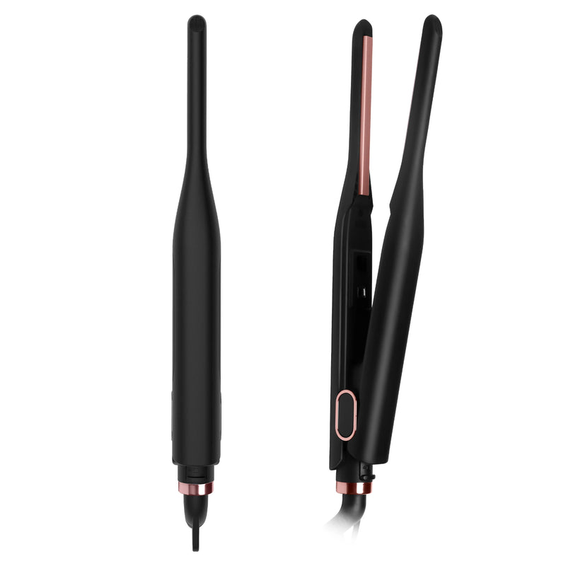 Small Flat Iron for Short Hair, Temperature Adjustable Pencil Flat Iron Fast Heat Up, 3/10 Inch Beard Straightening Iron