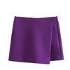 Willshela Women Fashion Solid Asymmetrical Side Zipper Skirts Shorts Vintage High Waist Female Chic Lady Shorts