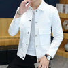 Men Jacket Fashion loose lapel-up Spring Autumn retro men Coat Casual Cargo jacket Solid Color Loose male Outerwear