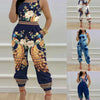 New Summer Fashion Printed Sleeveless Jumpsuit Sexy Hollow Backless Lace Up Long Jumpsuits Elegant Casual Jumpsuit With Pocket