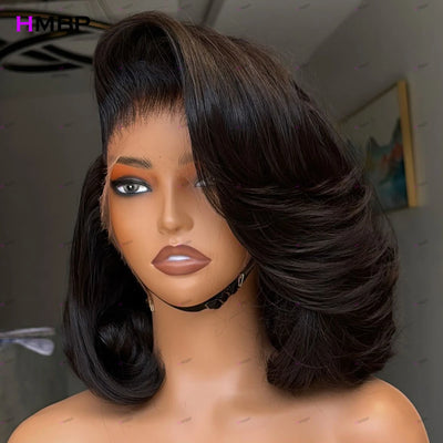 Straight Bob Super Double Drawn Glueless Lace Frontal Wig Human Hair Ready To Go 13×6HD Lace Front Wig Preplucked Hair For Women