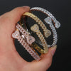 Iced Out Cuff Bangle Paved Setting Bling Cz Cubic Zirconia Wrist Cuban Chain Link Bracelets Fashion Hip Hop Jewelry for Women