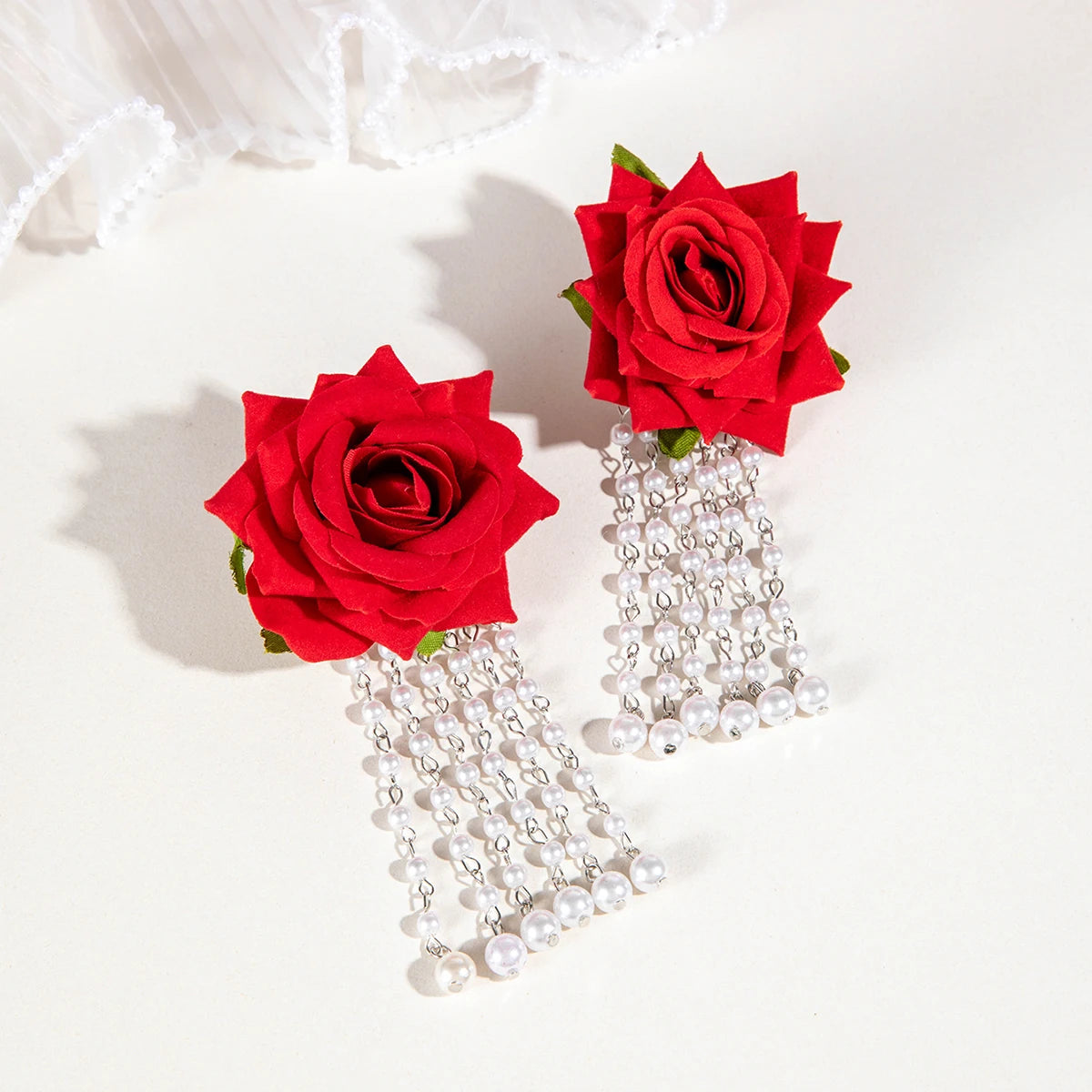 Tocona Bohemia for Women Long Tassel Earrings Multicolor Rose Flower Pendant  Earrings Exquisite Party Jewelry Accessories