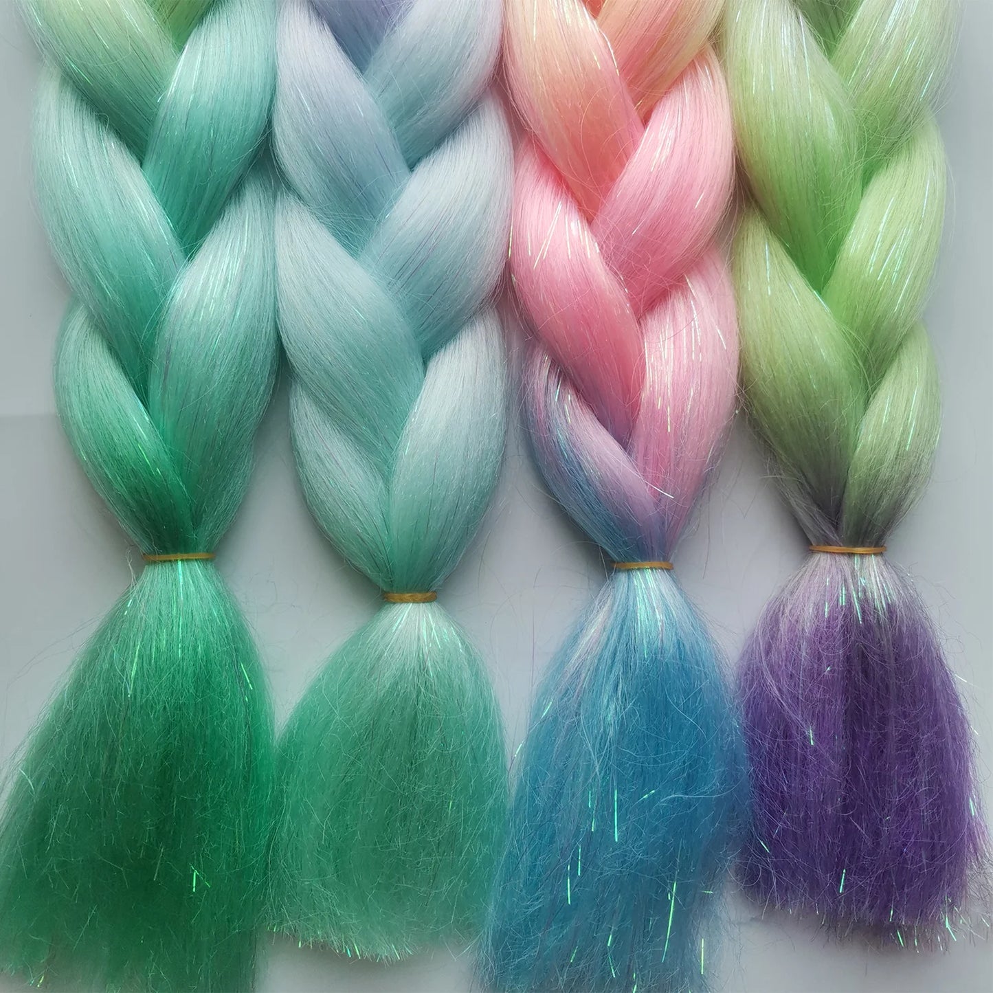 Colored Braiding Hair Mix Tinsels  Jumbo Braiding Tinsel Hair 4 Tones Ombre Braids  24 inch Festival Rave Hair For Girls Kids