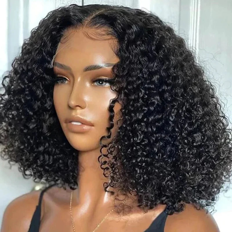 13x4 Bob Wigs Jerry Curly Short Pixie Cut Water Wave Wigs Human Hair Natural Black Brazilian Deep Curly Wigs For Black Woman