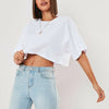 Cotton Women Short Sleeve Dance Running Clothes Yoga Fitness Crop Top  Navel Baring New Sport T-shirt Loose Gym Workout Shirts