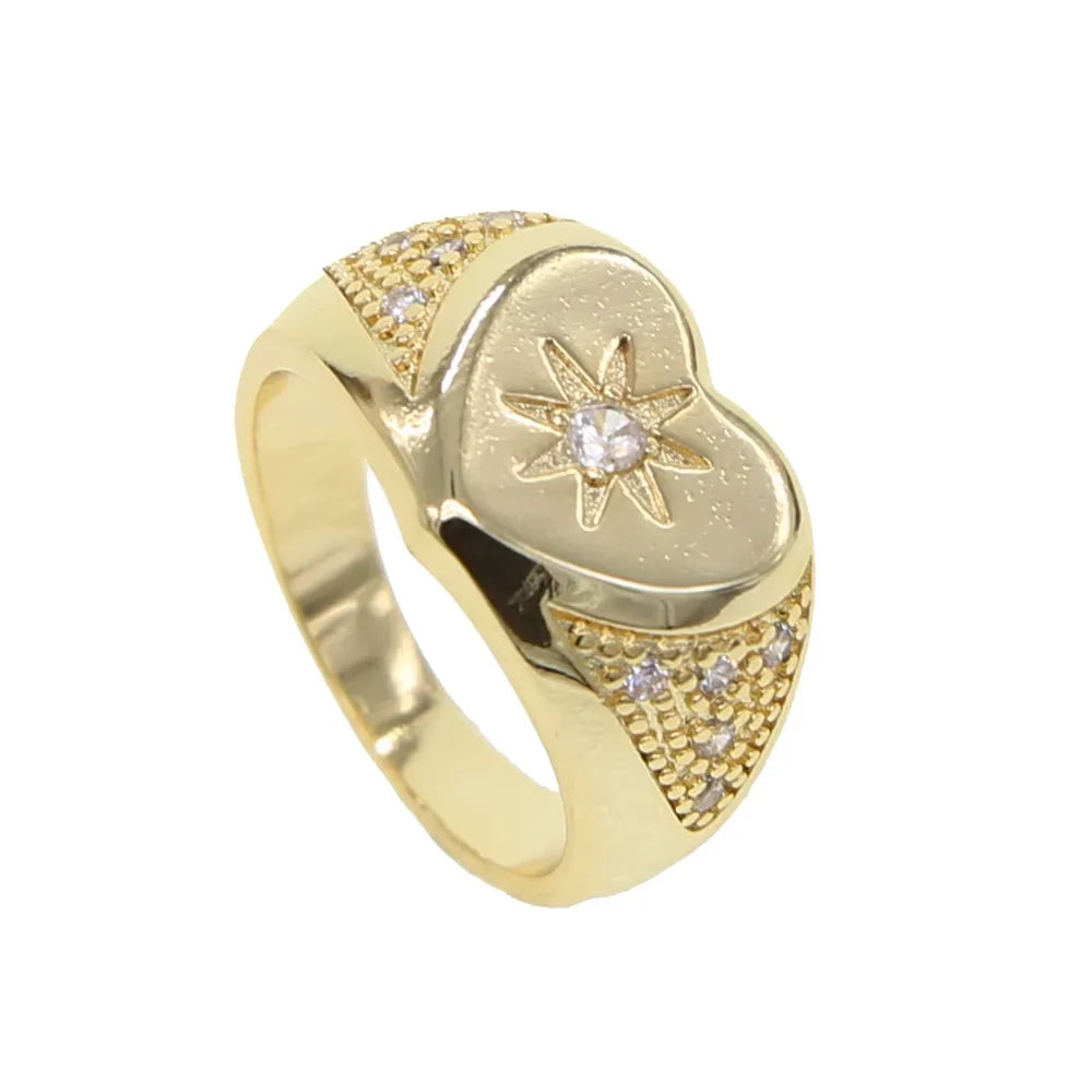 Full Micro Paved CZ Hollow Heart Ring High Quality Iced Out Bling Cubic Zirconia For Women Girlfriend Valentines Finger Jewelry