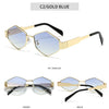 Polygonal Luxury Sunglasses Women Brand Fashion Rhombus Sun Glasses Woman 2024 Retro Vintage Metal Diamond Shades Eyewear