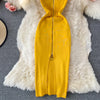 Zipple  2023 Sexy Summer Knit Strap Dress Women Tank Elatic Waist Bodycon Sundress Female Beach Split Backless Midi Dress