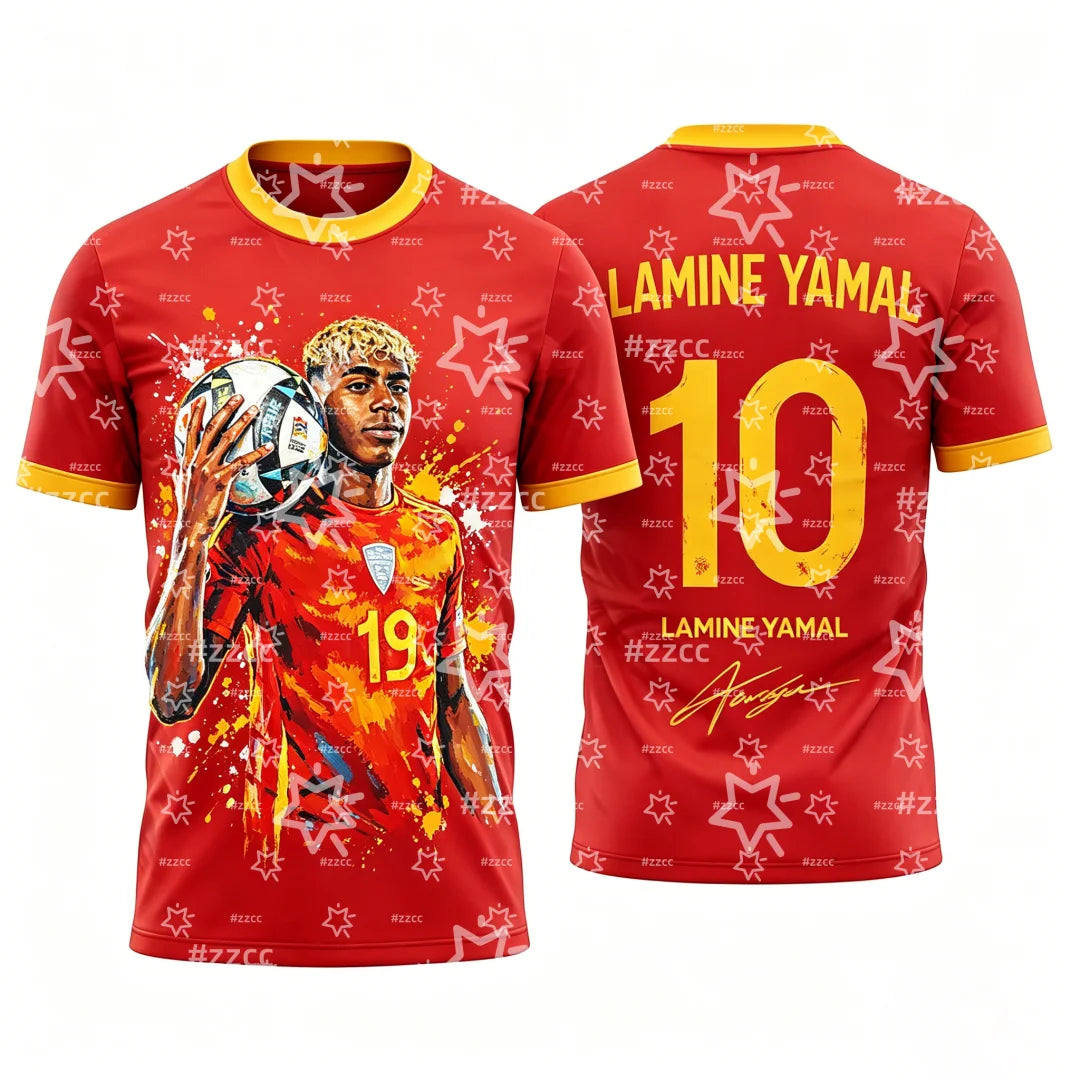 2026 Yamal Spain Team Football Jersey Match & Training Kit Summer Sports Men's T-Shirt Children's Clothing Tee Y2k Woman