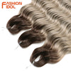 FASHION IDOL 24 Inch Synthetic Hair Water Wave Braiding Hair Extensions Ombre Rainbow color Deep Wave Curl Twist Crochet Hair