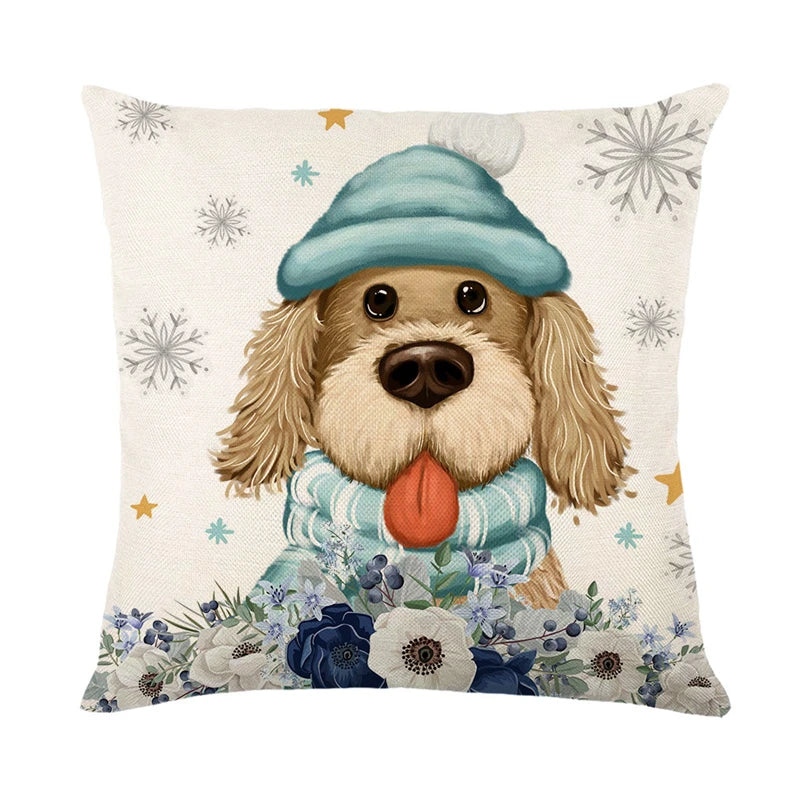 Linen Christmas Pillow Cover Snowman Elk Pillow Case 2024 Christmas Decoration for Home New Year Sofa Car Cushion Cover 45x45cm