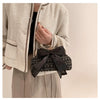 Glittering Chain Plaid Pattern Evening Bag For Women Bow Decor Shoulder Bag, Fashionable Elegant Clutch, Women‘s Crossbody Bag