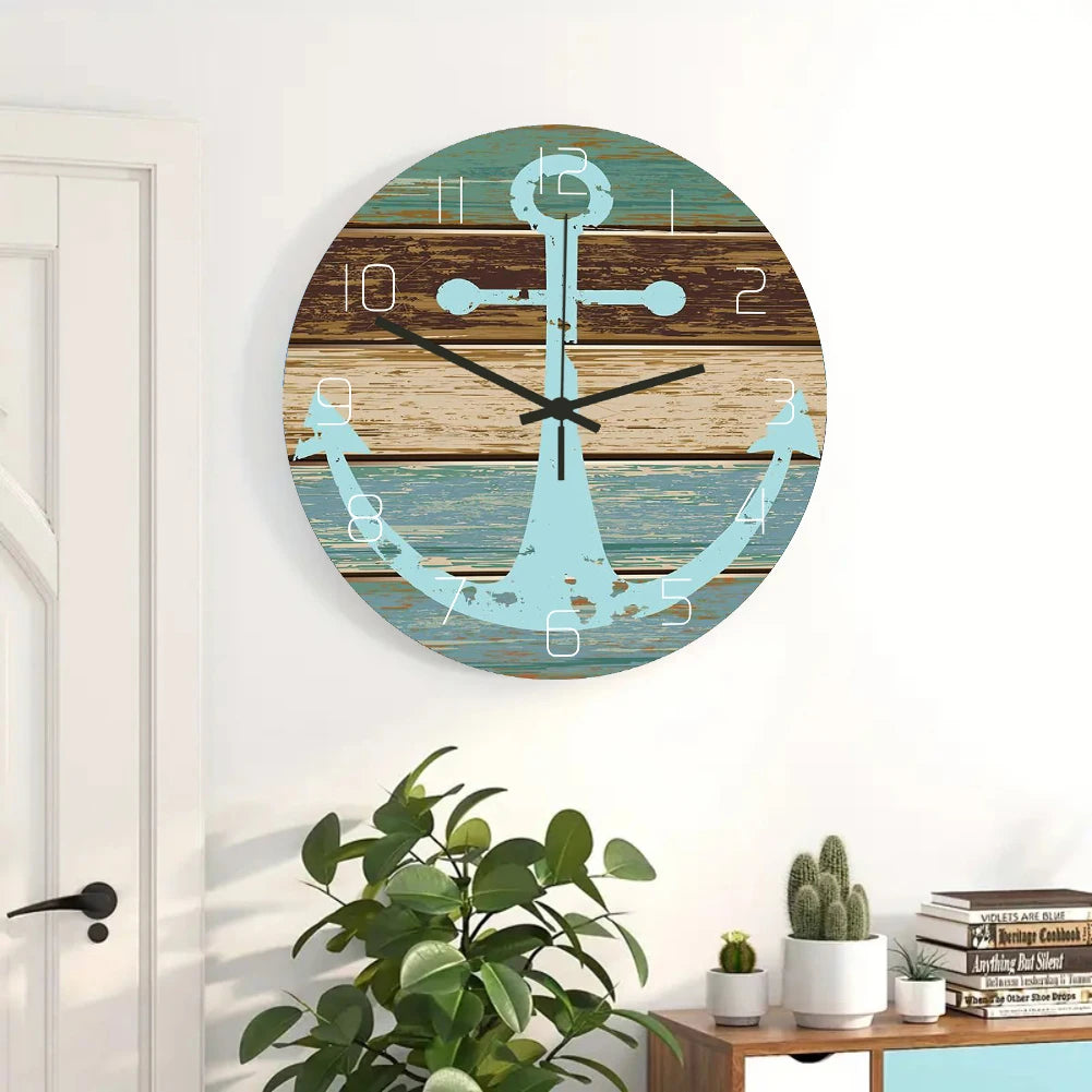 Funny Frog Acrylic Wall Clock Beach Starfish Record Marble Cat Retro Wall Decoration Clocks for Living Room Bedroom Office Home