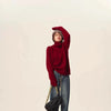 Turtleneck 100% cashmere sweater women loose thickening age reduction niche vintage red crewneck sweater women long sleeves