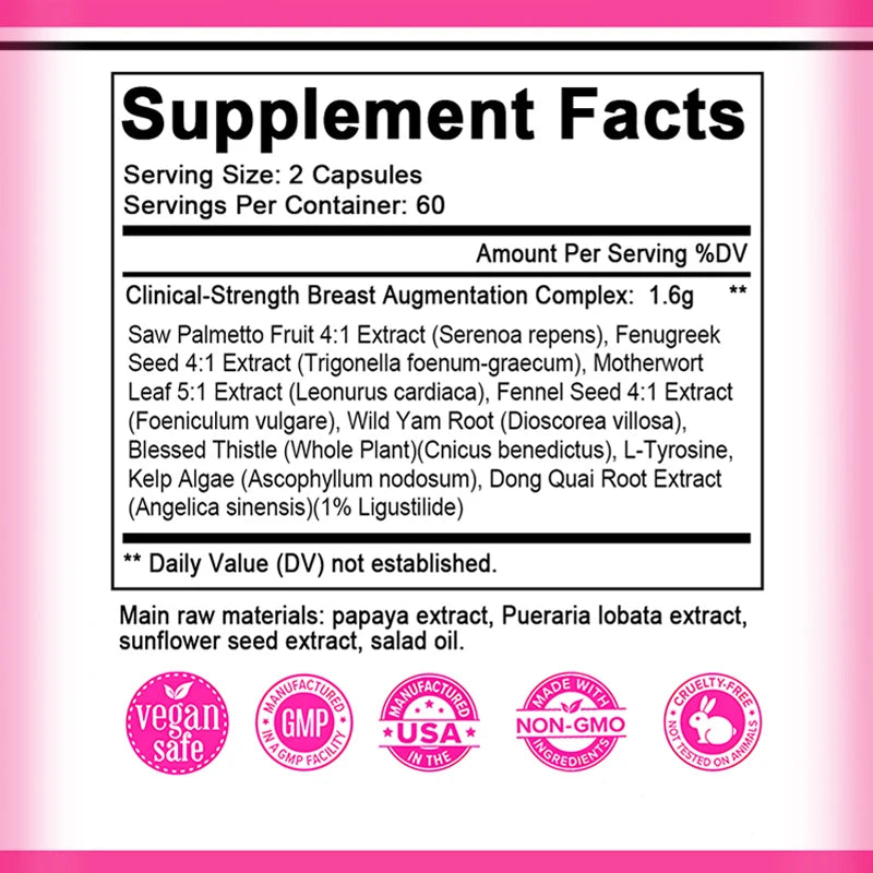 Pueraria lobata & Papaya Extract, Natural Women's Phyto-Vegan Formula, Supports Hormonal Balance, Firms Skin, 120 Capsules