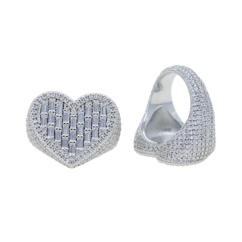 Full Micro Paved CZ Hollow Heart Ring High Quality Iced Out Bling Cubic Zirconia For Women Girlfriend Valentines Finger Jewelry