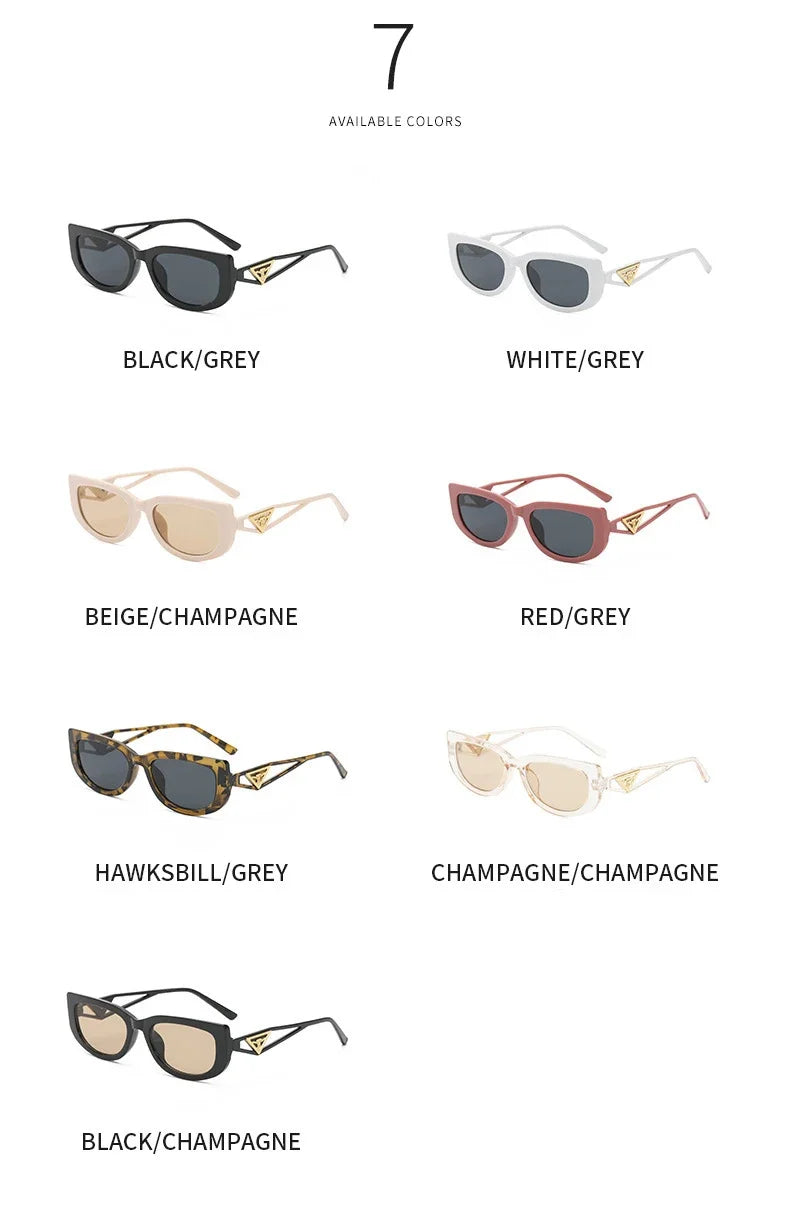 New Small Frame Cat Eye Sunglasses Women Personality Hollow Triangle Sun Glasses Men Trendy Retro Oval Gafas De Sol Mujer