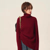 Turtleneck 100% cashmere sweater women loose thickening age reduction niche vintage red crewneck sweater women long sleeves