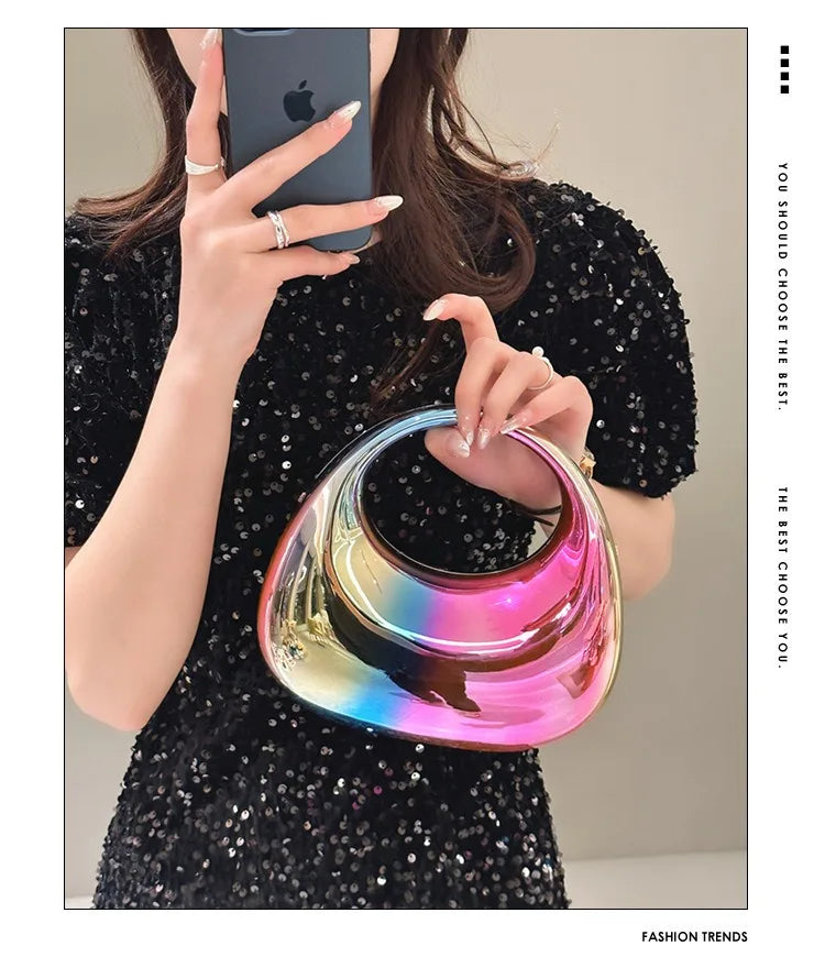 Luxury Designer Evening Clutch Clear Acrylic Women Handbags Fashion Shoulder Bag Half Moon Wedding Purses Party Tote Ladies 2025
