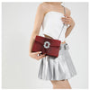 Crocodile Embossed Shoulder Bags For Women Flap PU Leather Fashion Rhinestone Decor Small Square Crossbody Bag Designer Handbag