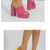 Aneikeh Sexy Knitted Woolen Chunky Platform Sandal Heels Women's Peep Toe High Heel Summer Nude Party Dress Mules Sandals Shoes