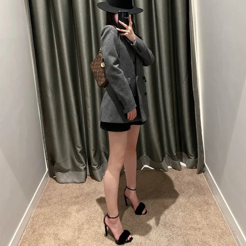 2025 Early Spring New Mink Hair High Heels One-word Sandals Square Head Stiletto Women's Shoes