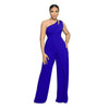 Summer New Vintage Chic Women's Fashion Sexy Sleeveless Single Shoulder Sling High Waist Commuter High Waist Straight Jumpsuit