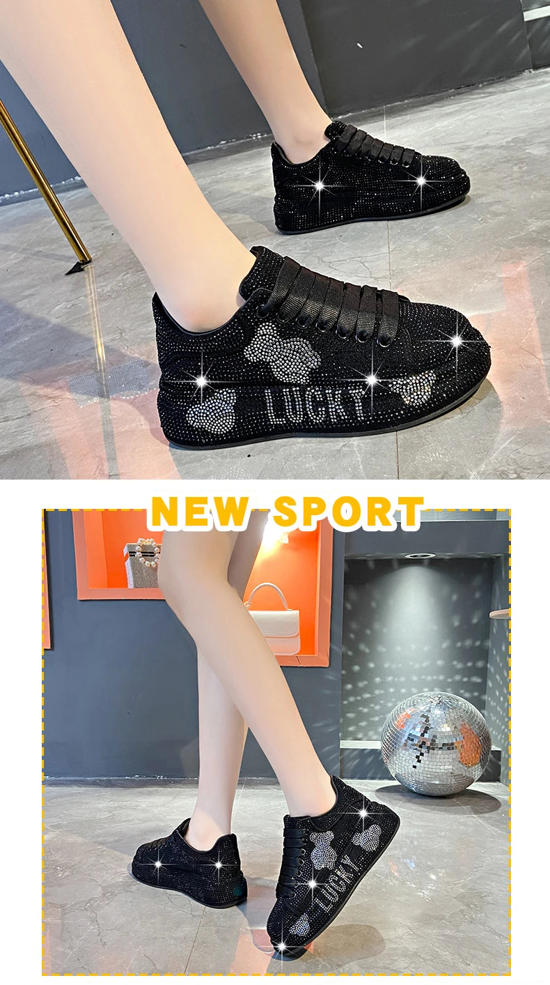 Luxury Women's Sneakers with Sparkles Shoes Woman Shoe Luxury Platform Woman-shoes Trainers Rhinestone Fashion Heels Casual Shoe