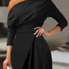 2025 Spring Jumpsuits for Women Plain Elegant Office Lady Loose Ruched One Shoulder Split Hem Wide Leg Jumpsuit