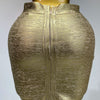 2025 New Summer Sexy V Neck Gold Bandage Two Pieces Set Women Charming Celebrity Bodycon Skirt Suits Club Birthday Vestido