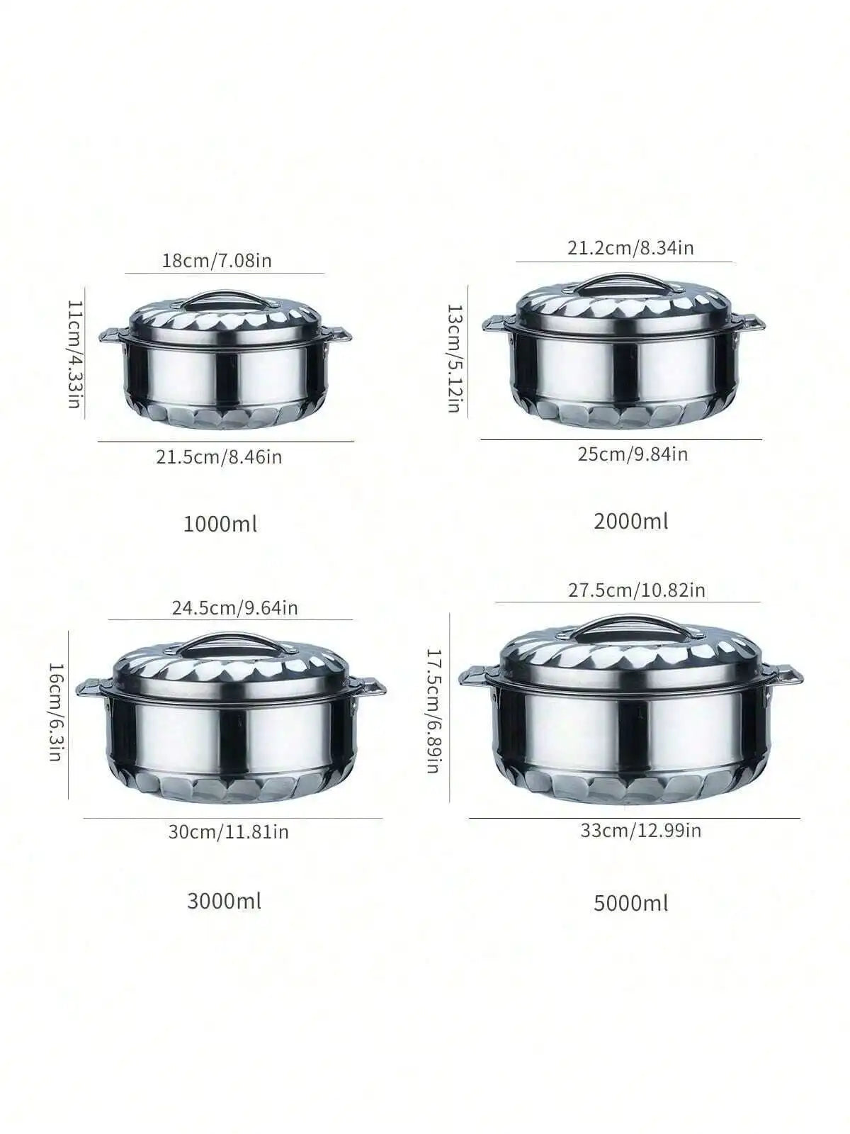 4-Piece Stainless Steel Orchid Preservation Set – Double-Layer Insulated Pots, Diamond Design, Large Capacity (1L, 2L, 3L, 5L)
