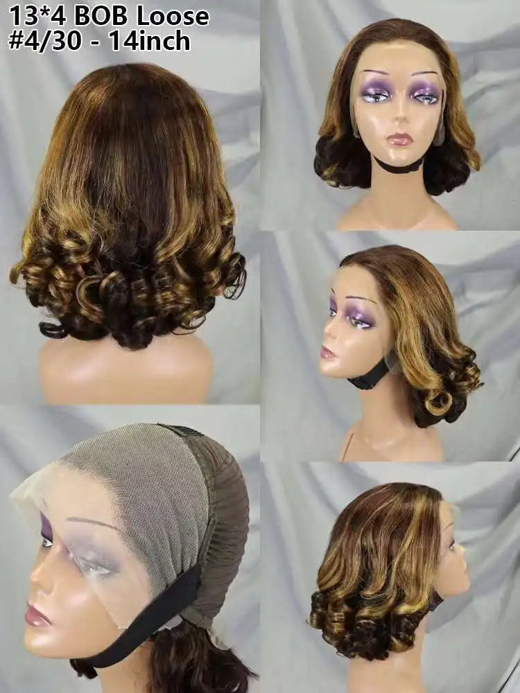 Loose Wave Human Hair Wigs for Black Women 1BT4 Color 13x4 HD Lace Frontal 200% Density Brazilian Fumi Human Hair Wigs