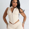 Weird Puss Lines Patchwork 2 Piece Set Women Zipper Cardigan Irregular Crop Top+Skinny Peach Hip Shorts Simple Sporty Streetweas