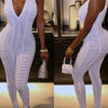Weird Puss Ruffles Stretch Jumpsuit Women Casual Tight Fitness Activity Sleeveless Low-Neck Solid Skinny Sporty Workout Overalls