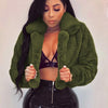 Fashion Faux Fur Open Stitch Lapel Crop Jackets Women Clothing Autumn Winter Solid Long Sleeve Warm Furry Fluffy Coat Outer Wear