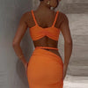 Nibber Sexy Women 2 Piece Set Bandage Ruched Square Collar Bra+Skinny Long Skirts 2025 Summer Vacation Beach Party Trend Suits