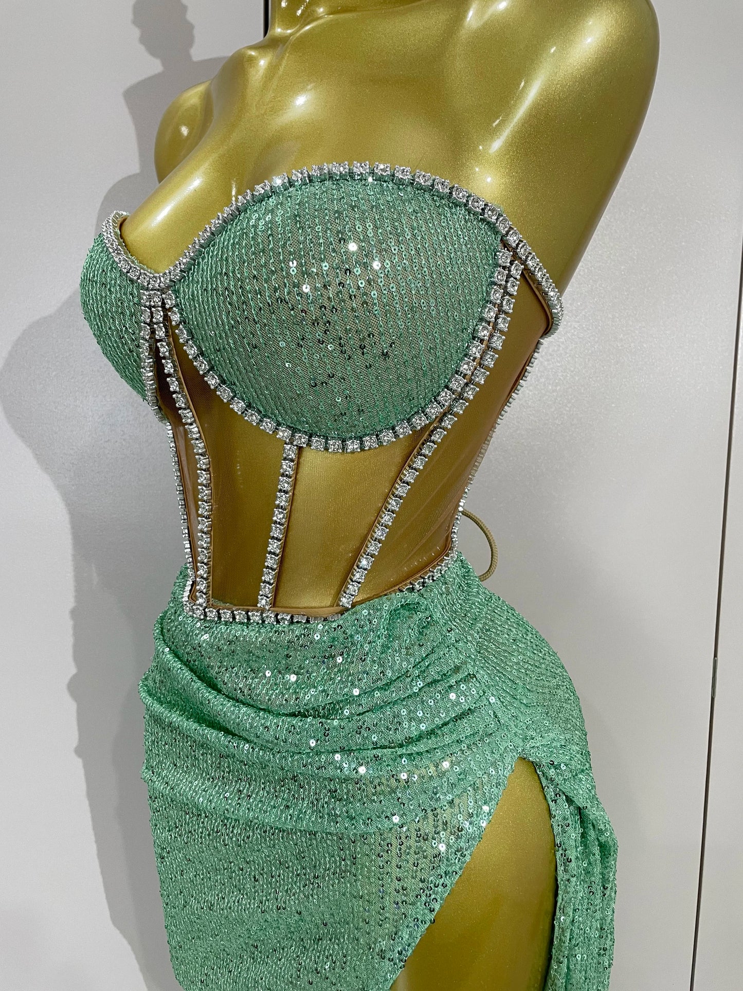 Sparkly Sequins Diamond Birthday Party Two Piece Set Evening Dress 2025 Women Sexy Singer Dancer NightClub Bar Performan Costume