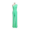 Summer New Vintage Chic Women's Fashion Sexy Sleeveless Single Shoulder Sling High Waist Commuter High Waist Straight Jumpsuit