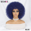 Short Afro Wigs for Black Women Blonde 10" Afro Curly Wig With Bangs 70s Bouncy Natural Synthetic Female Wigs for Party Cosplay